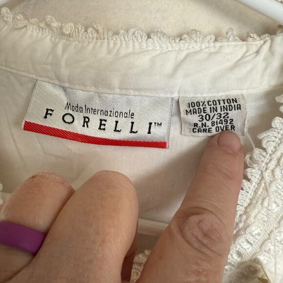 Vtg Forelli Blouse Women's Button Up Top White 4X XXXXL Comfort Relaxed Boxy - Picture 4 of 12